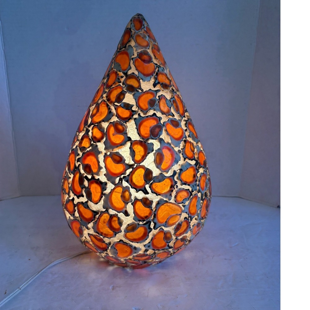 Mosaic‎ Shell Resin Teardrop Table Lamp Mid Century Modern Accent Light 14"